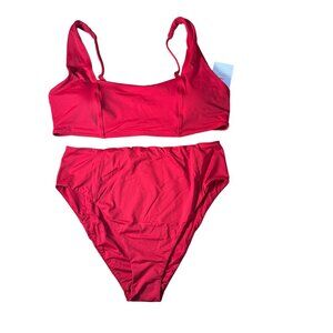B39 Andie Swim The High Waisted Cheeky Bottom & The Havana Top Red Size XL NWT